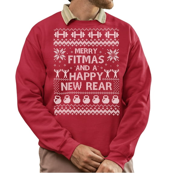Ugly Christmas Sweater, Xmas Holiday Mens Womens, Funny Santa Sweatshirt, Merry Fitmess Happy New Year Christmas Sweater