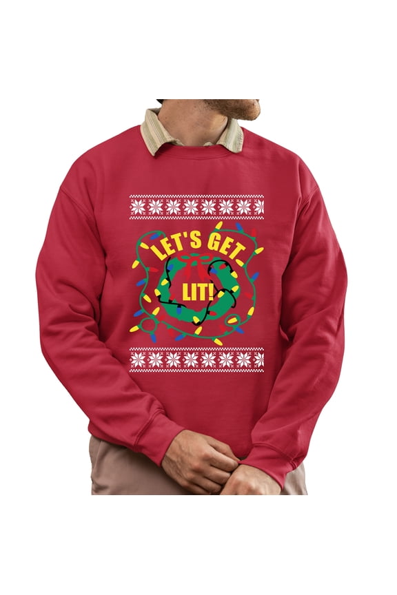 Ugly Christmas Sweater, Xmas Sweater Mens And Women, Funny Ugly Christmas Sweater, Let's Get Lit Ugly Christmas Sweater