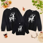 EMMABABY Ugly Christmas Sweater for Family Matching Outfits Reindeer Graphic Long Sleeve Pullover Kids Mama Dad Sweatshirt
