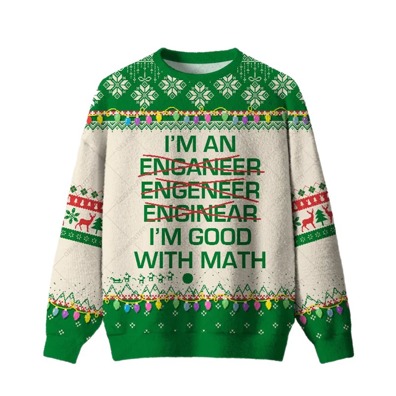 Happy Math Sweater Ugly Christmas Sweater for Women 2025 - I'M AN ENGINEAR I'M GOOD WITH ...