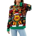 thumbnail image 1 of Ugly Christmas Sweater for Women Cartoon Print Loose Knitwear Long Sleeve Round Neck Pullover, 1 of 8