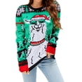 thumbnail image 1 of Ugly Christmas Sweater for Women Cartoon Print Loose Knitwear Long Sleeve Round Neck Pullover, 1 of 7