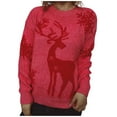 thumbnail image 1 of Christmas Sweater for Women Fall Winter Round Neck Long Sleeve Christmas Sweater Snowflake Fawn Jacquard Knitted Pullover Jumper Tops , S, 1 of 9
