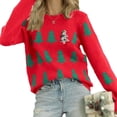 thumbnail image 1 of Ugly Christmas Sweater for Women Funny Holiday Xmas Tree Crew Neck Long Sleeve Cable Knit Pullover Sweater Alsol Lamesa, 1 of 5