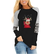 BAIKELI Ugly Christmas Sweater for Women Funny Reindeer Snowman Print Pullovers Women'S Basic Full Sleeve Sweaters