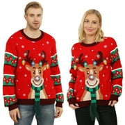 NIYPS Ugly Christmas Sweater for Women Men,Light up Christmas Sweater,Funny Unisex Reindeer Xmas Ugly Sweaters for Couples