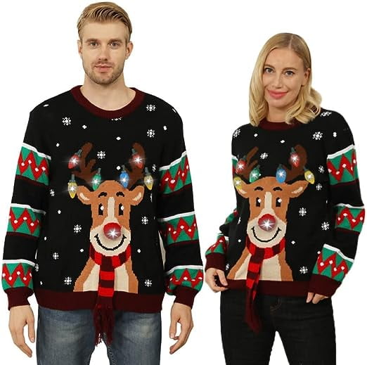 Ugly Christmas Sweater for Women Men,Light up Christmas Sweater,Funny ...