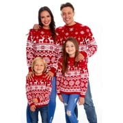 VOTULEAZI Ugly Christmas Sweater with Reindeer Snowflakes Print, Family Matching Christmas Sweaters Fall Sweaters for Women Men Kids