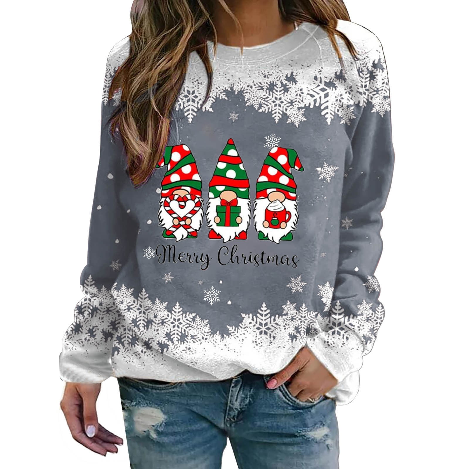 Ugly Christmas Sweaters Dwarf Solid Color Crew Neck Loose Long Sleeved ...