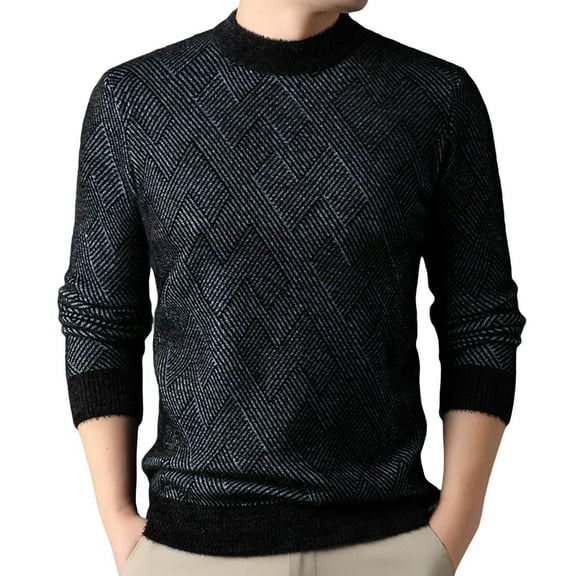 Ugly Christmas Sweaters For Men Knit Sweater Coat Winter Warm Turtleneck Pullover Soft Lined Thermal Outerwear For Cold Weather