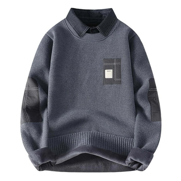 Ugly Christmas Sweaters For Men Knit Sweater Coat With Shirt Collar Design Autumn Winter Warm Lined Long Sleeve Outerwear Casual Jacket