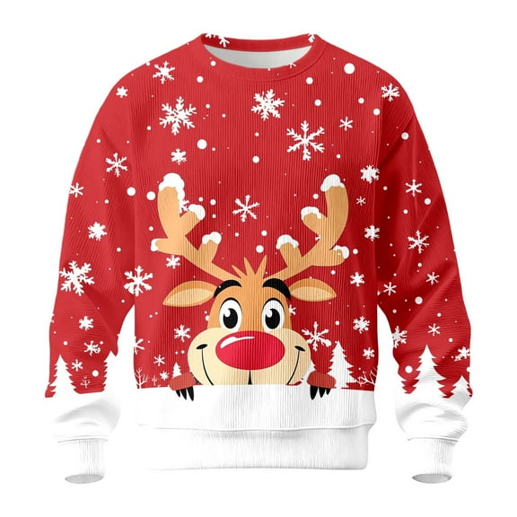 Ugly Christmas Sweaters For Men Reindeer Snowflake Print Knitted Sweater Long Sleeve Crewneck Pullover Casual Warm Winter Holiday Festive Apparel Top