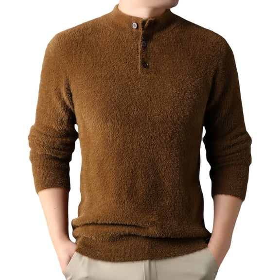 Ugly Christmas Sweaters For Men Stand Collar Sweater Coat Lined Warm Knit Pullover Winter Thermal Outerwear Thick Soft Comfortable Casual Fashion