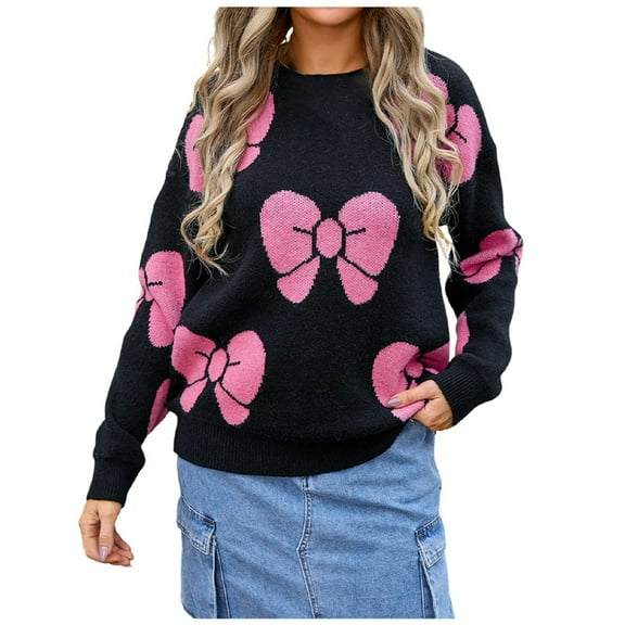 Ugly Christmas Sweaters For Women Fashion Casual Autumn And Winter Outdoor Plus Size Loose Bow Sweater Pullover Sweater