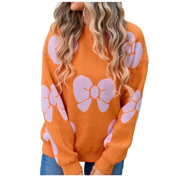 Ugly Christmas Sweaters For Women Fashion Casual Autumn And Winter Outdoor Plus Size Loose Bow Sweater Pullover Sweater