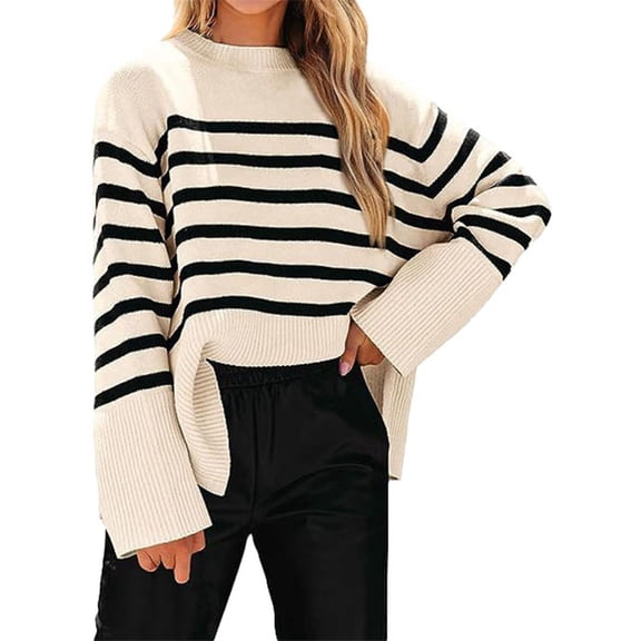 Ugly Christmas Sweaters For Women Loose Striped Oversized Sweater With Flared Sleeves For Autumn And Winte
