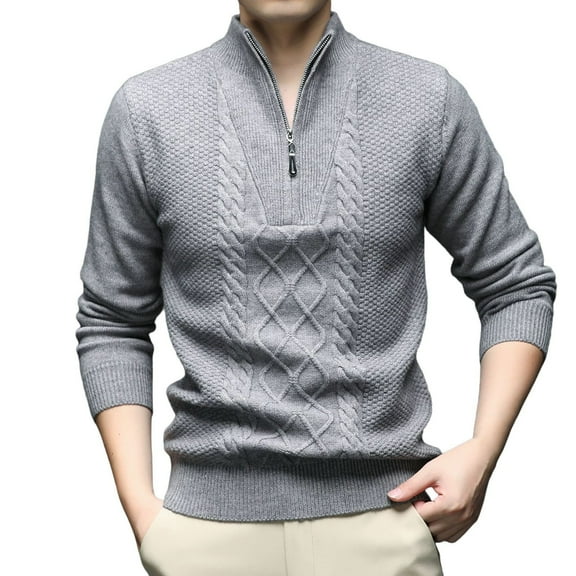 Ugly Christmas Sweaters For Men Knit Zip Up Sweater Coat Textured Stand Collar Long Sleeve Outdoor Casual Warm Jacket Comfortable Soft Yarn Fabric Winter Fall Fashion Top