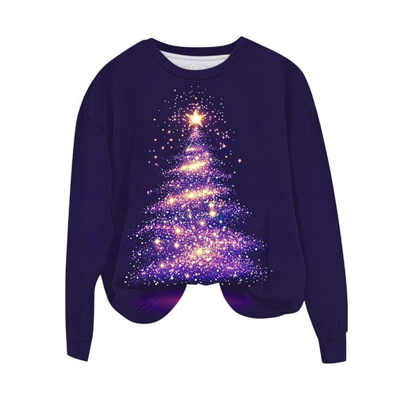 Ugly Christmas Sweaters for Women Cute Xmas Tree Pullover Long Sleeve Crewneck Sweater