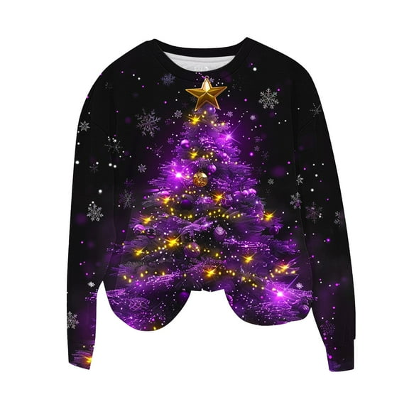 Ugly Christmas Sweaters for Women Cute Xmas Tree Pullover Long Sleeve Crewneck Sweater