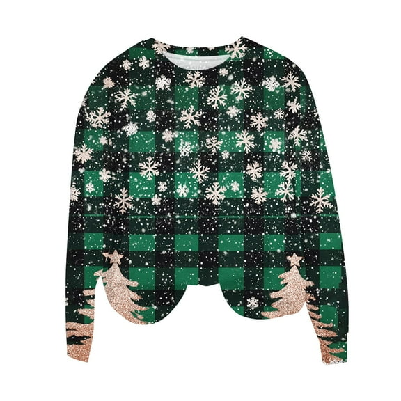 Ugly Christmas Sweaters for Women Cute Xmas Tree Pullover Long Sleeve Crewneck Sweater