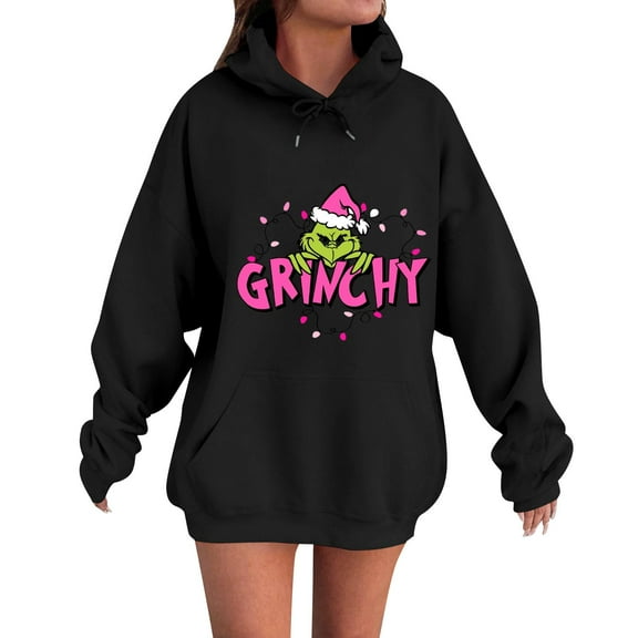 Ugly Christmas Sweatshirt Women Christmas Pullover Xmas Holiday Casual Long Sleeve Hoodie Black XXL