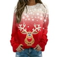thumbnail image 1 of Ugly Christmas Sweatshirt Women Long Sleeve Crew Neck Color Block Pullover Sweatshirts Fall Xmas Clothes, 1 of 4