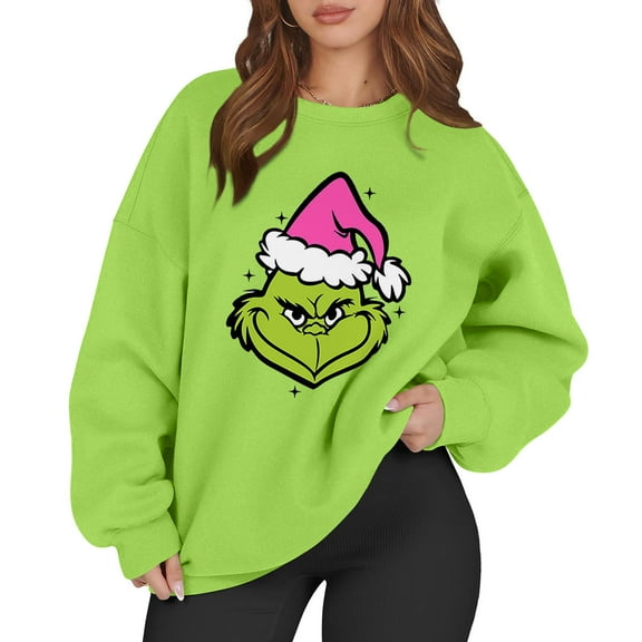 Ugly Christmas Sweatshirt Women Long Sleeve Funny Cute Xmas Crewneck Pullover 3-Green 3XL 1