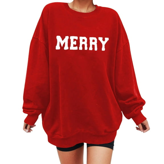 Christmas Sweatshirt for Women 2025 Funny Plus Size Print Tops Crewneck Long Sleeve Xmas Holiday Shirts