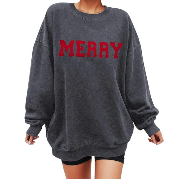 Christmas Sweatshirt for Women 2025 Funny Plus Size Print Tops Crewneck Long Sleeve Xmas Holiday Shirts