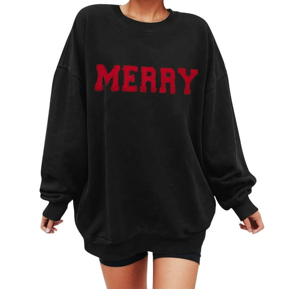 Christmas Sweatshirt for Women 2025 Funny Plus Size Print Tops Crewneck Long Sleeve Xmas Holiday Shirts