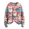 thumbnail image 1 of Ugly Christmas Sweatshirt for Women Crewneck Cute Holiday Santa Print Long Sleeve Pullover Shirt Funny Xmas Outfits, 1 of 4