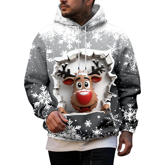 Ugly Christmas Sweatshirts For Men Winter Graphic Hooded Sweatshirt For Holidays Seasonal Fashion And Comfort