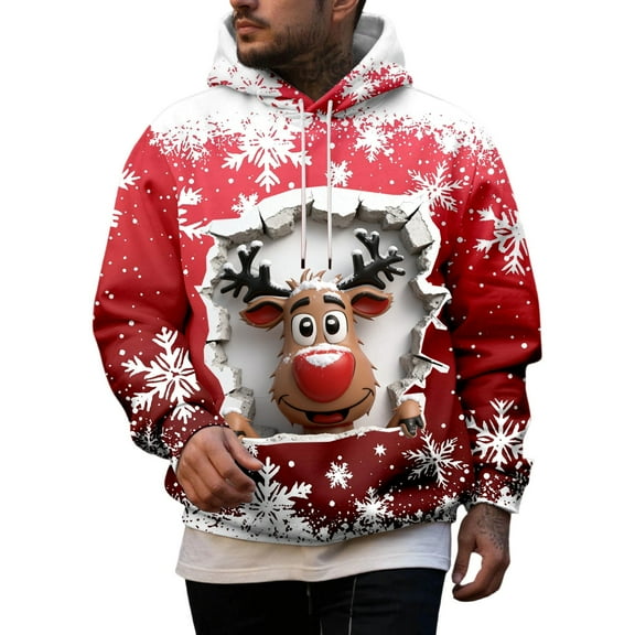 Ugly Christmas Sweatshirts For Men Winter Graphic Hooded Sweatshirt For Holidays Seasonal Fashion And Comfort