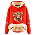 thumbnail image 1 of Ugly Christmas Sweatshirts For Women Highland Cow Print Fleece Sherpa Lined Hoodies Casual Fashion Xmas Holiday Party Pullover Tops, 1 of 1