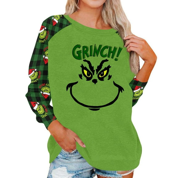 Ugly Christmas Sweatshirts Women Funny Christmas Tree Xmas Cute Graphic Long Sleeve Pullover Fluorescent Green Medium