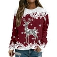 thumbnail image 1 of Ugly Christmas Sweatshirts for Women Funny Xmas Elk Graphic Print Pullover Holiday Long Sleeve Crewneck Tops, 1 of 4
