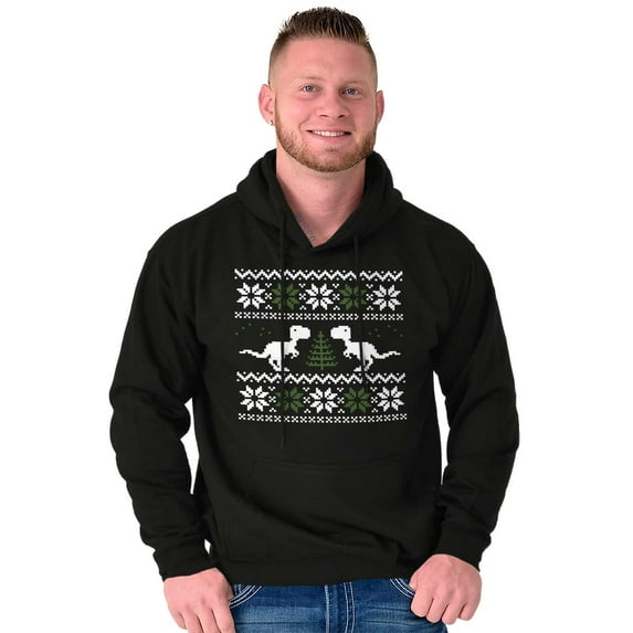 Ugly Christmas T-Rex Dinosaur Party Hoodie Sweatshirt Women Men Brisco Brands L