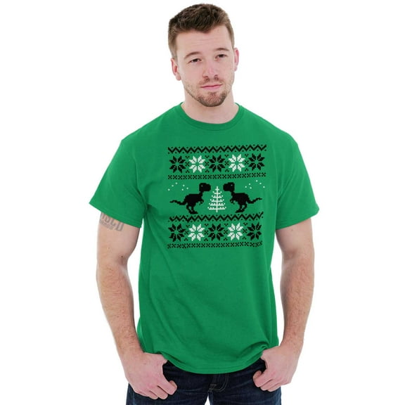 Ugly Christmas T-Rex Dinosaur Party Men's Graphic T Shirt Tees Brisco Brands M