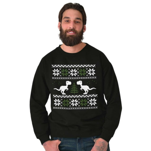 Ugly Christmas T-Rex Dinosaur Party Sweatshirt for Men or Women Brisco Brands M