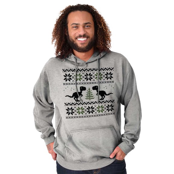 Ugly Christmas T-Rex Dinosaur Party Unisex Plus Fleece Graphic Hoodie Brisco Brands 5X