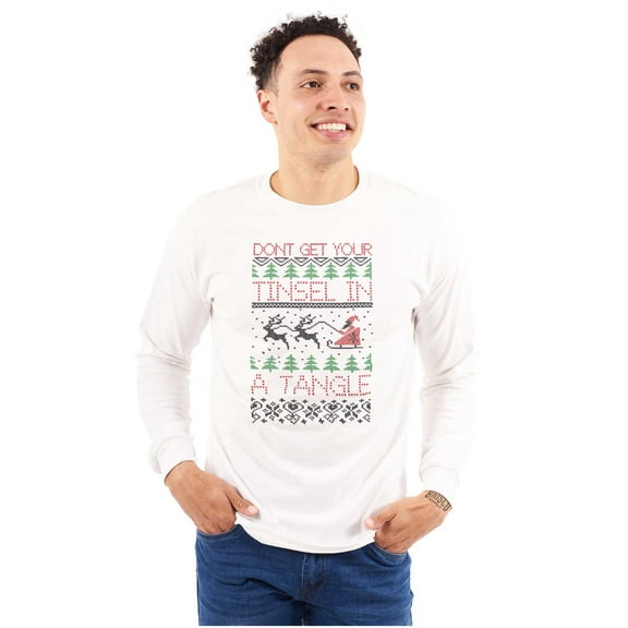 Ugly Christmas Tinsel in a Tangle Long Sleeve TShirt Men Women Brisco Brands S