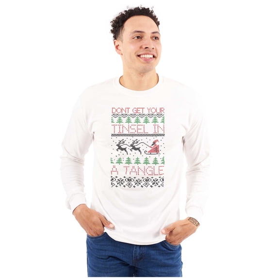 Ugly Christmas Tinsel in a Tangle Long Sleeve TShirt Men Women Brisco Brands X