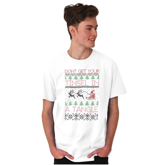 Ugly Christmas Tinsel in a Tangle Men's Graphic T Shirt Tees Brisco Brands S