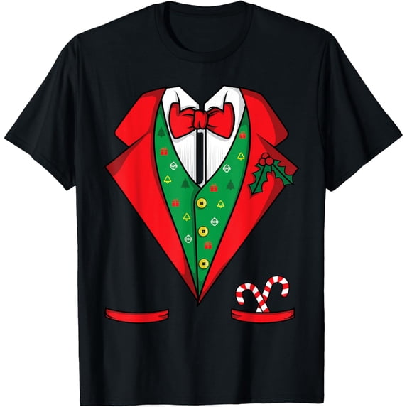 Ugly Christmas Tuxedo Shirt - Santa Tuxedo Christmas Suit T-Shirt men and women can wear, black, white, gifts