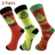 KYGABAK Ugly Christmas'fits Grinch Cartoon Socks Grinch Socks Christmas Socks Fun Novelty Mens/Womens Crew Character Socks Green