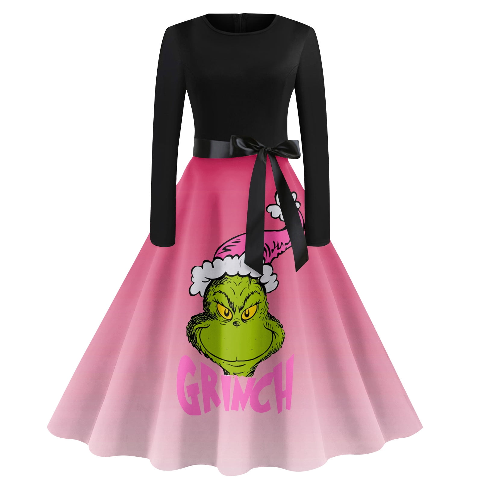 Ugly Christmas'fits Women's Vintage Hepburn Grinch Christmas Printed Dress  Long Sleeve Knee-Length Dress Cocktail Party Evening Dress Vintage Gown  Grinch Christmas Costume for Women - Walmart Business Supplies