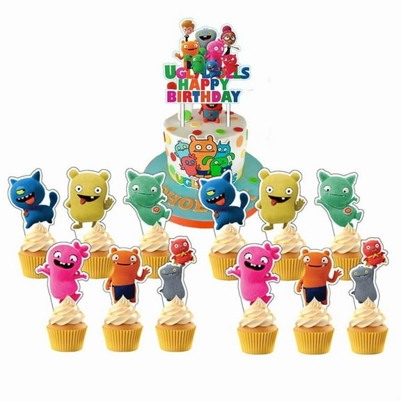 Ugly Doll Cake Topper Cupcake Set Party Supplies Decoration Birthday Decor Kit