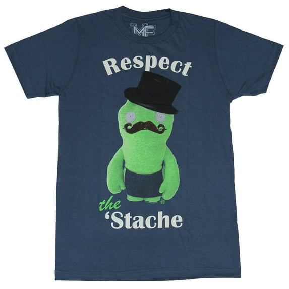 Ugly Dolls Mens T-Shirt - Respect the Stache Green Ugly Doll With Mustache (X-Large)