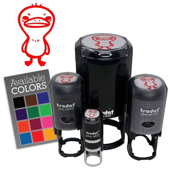 Ugly Duckling Baby Bird Duck Self-Inking Rubber Stamp for Stamping Ink Stamper Crafting Planners - 3/4 Inch Small - Green Ink