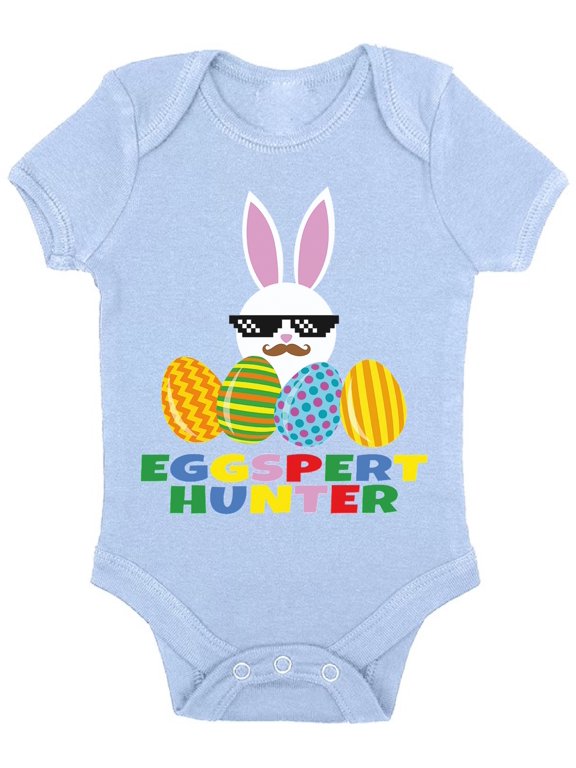 Easter Bodysuit - Eggspert Hunter Bunny Graphic Short Sleeve Body for Kids Boys Girls Holiday Easter Outfit